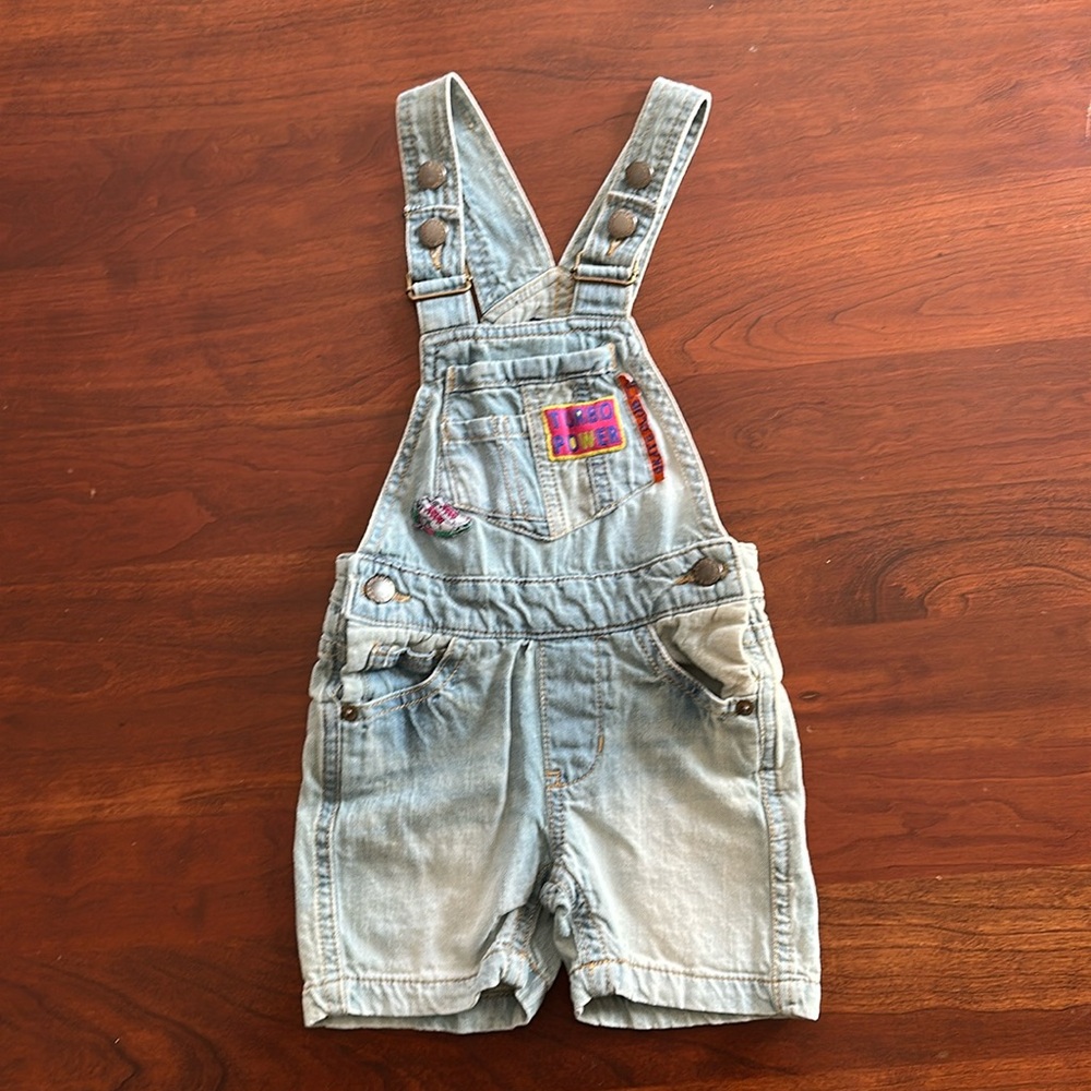 Vintage Jean Overalls with Patches 6-12 Months